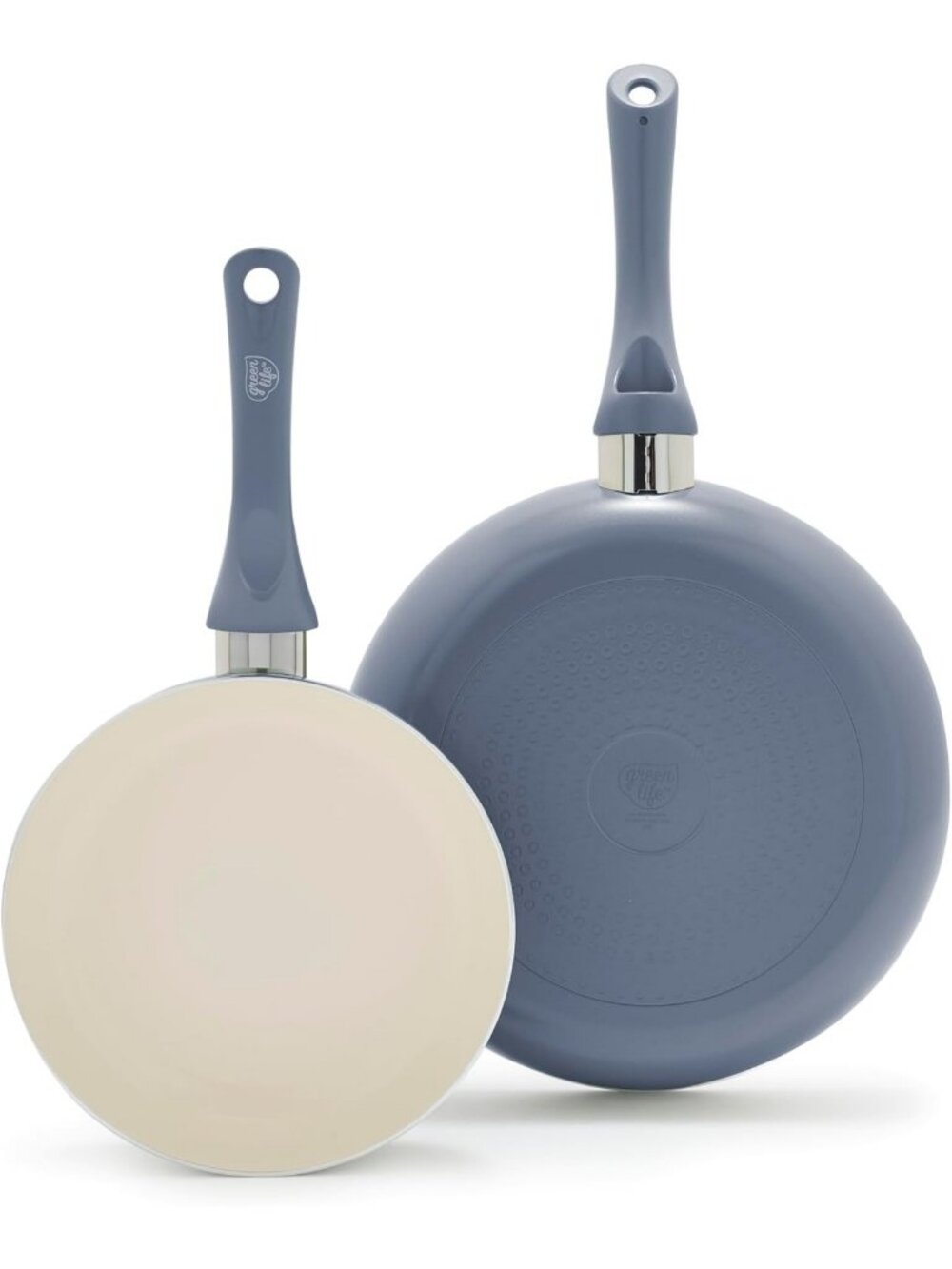 Ceramic Nonstick Skillet Set - 8" & 10" Cookware, Slate Blue, Easy Clean